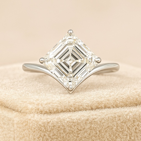Jewel Eternal Jewelry - Platinum 3ct Asscher Chevron Ring